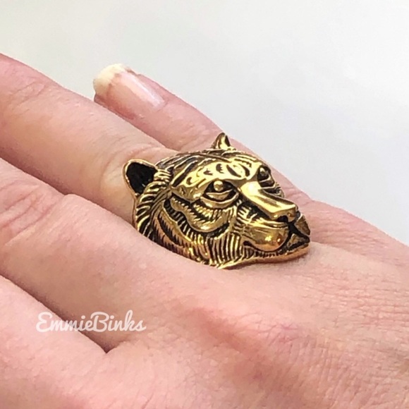 New FP Gold Plated Tiger Statement Ring ~ Silver or Bronze Clemson LSU Auburn - Picture 5 of 16